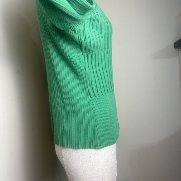 RQT 3/4 Sleeve Ribbed Sweater Top Pewyer Embellishing Neckline Size Medium EUC - Picture 7 of 8